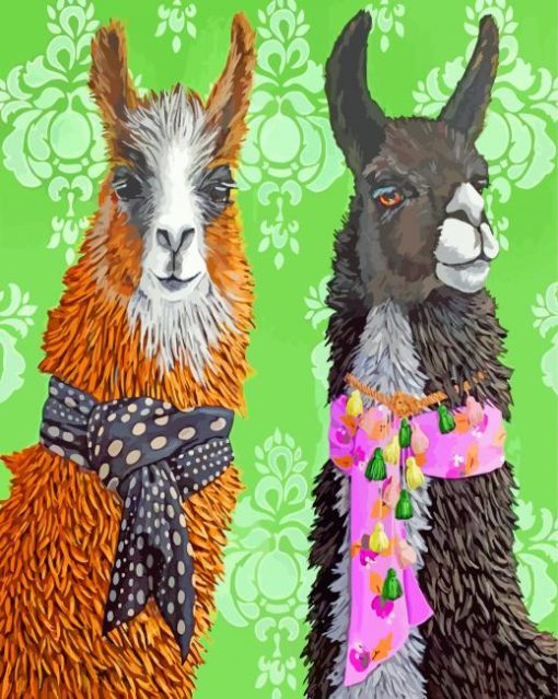 Stylish Brown And Black Alpacas Llamas paint by numbers