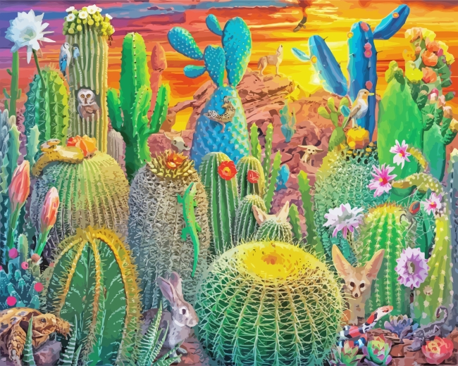 Succulent Desert Plants paint by numbers