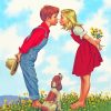 Vintage Boy And Girl Kissing paint by numbers