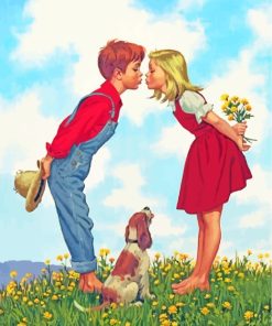 Vintage Boy And Girl Kissing paint by numbers