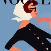 Vogue Poster Woman Blue Background paint by numbers