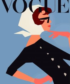 Vogue Poster Woman Blue Background paint by numbers