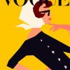 Vogue Poster Woman Yellow Background paint by numbers