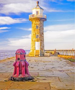 Whitby Abbey Lighthouse Harbour paint by numbers