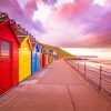Whitby Beach huts Sunset paint by numbers