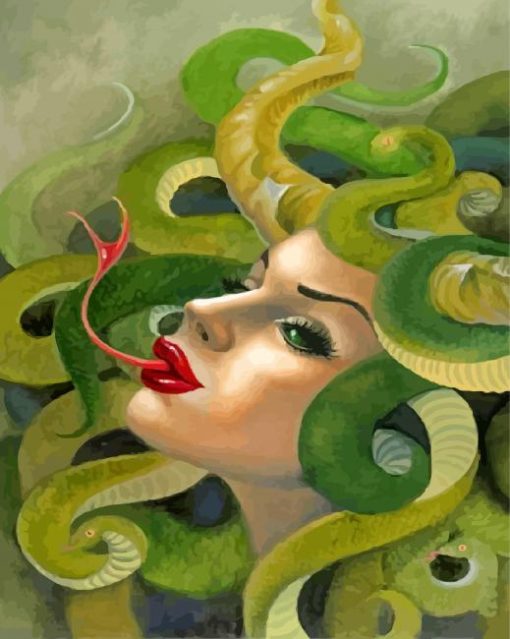 Woman With Snake Tongue paint by numbers