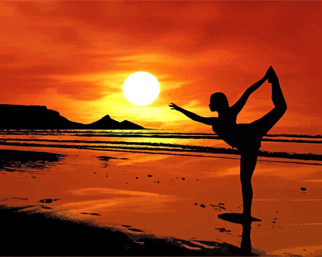 Yoga Silhouette Sunset paint by numbers