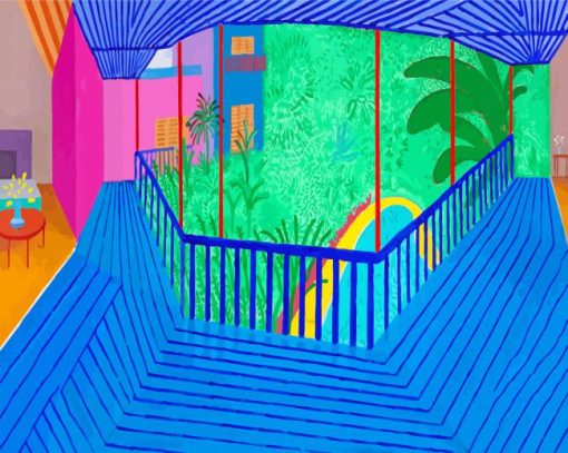A bigger Interior With Blue Terrace And Garden Hockney paint by numbers