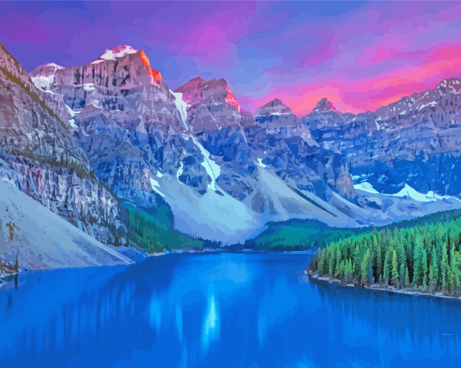 Alberta Moraine Lake At Sunset paint by numbers
