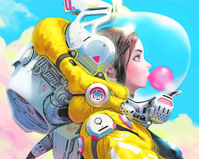 Astronaut Girl Bubblegum paint by numbers
