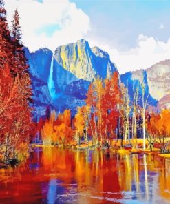 Autumn Yosemite National Park Landscape paint by numbers