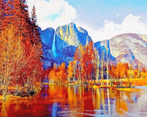 Autumn Yosemite National Park Landscape paint by numbers