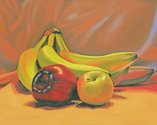 Bananas And Apple Still Life paint by numbers
