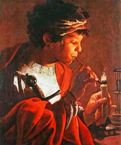 Boy Lighting A Pipe Hendrick Ter Brugghen paint by numbers