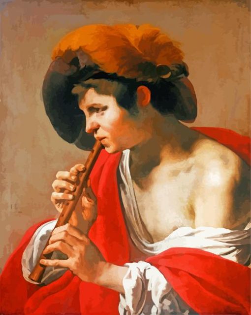 Boy Playing A Recorder Hendrick Ter Brugghen paint by numbers