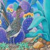Cactus Roadrunner Bird paint by numbers