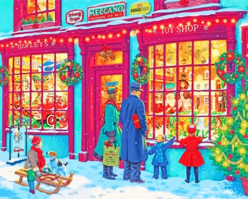 Christmas Toy Shop paint by numbers