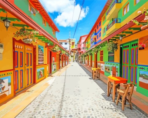 Colombia Colourful Houses paint by numbers
