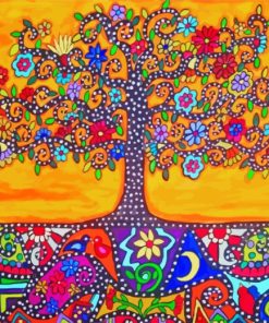 Colourful Folk Tree paint by numbers