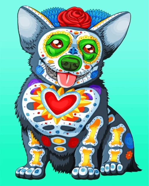 Corgi Dog Day Of The Dead paint by numbers