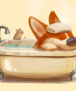 Corgi Dog In Bathroom paint by numbers