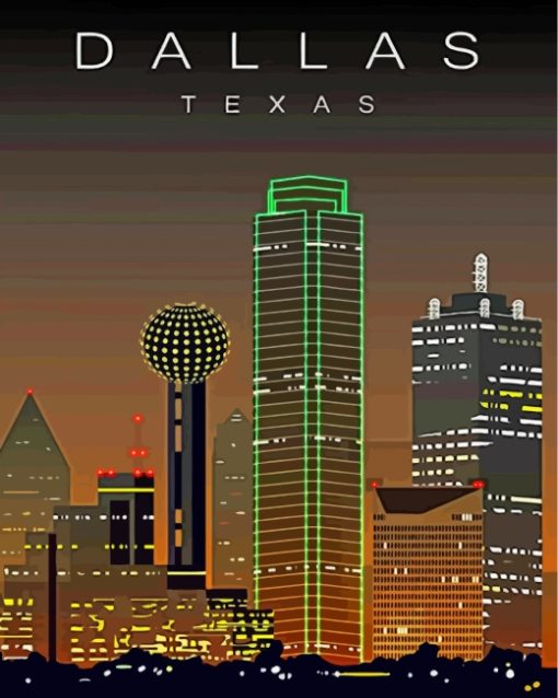 Dallas Buildings Poster paint by numbers