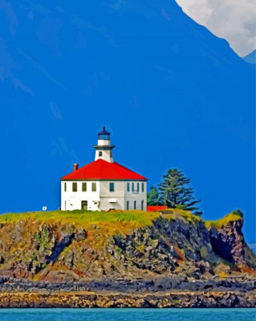 Eldred Rock Lighthouse Juneau paint by numbers