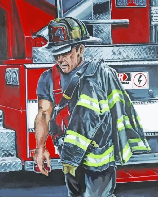 Firefighter Man Art paint by numbers