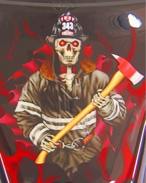 Firefighter Skull paint by numbers