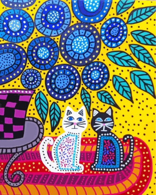 Folk Cats Art paint by numbers
