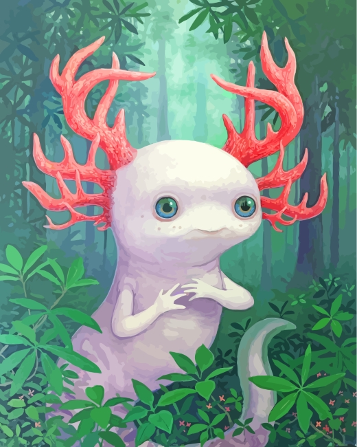 Forest Axolotl paint by numbers