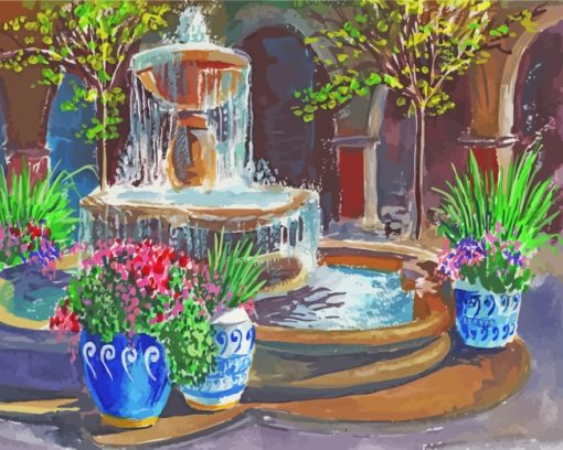 Garden Fountain Art paint by numbers