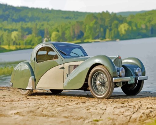 Green Vintage Bugatti paint by numbers