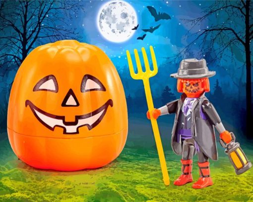 Halloween Pumpkin Jack O Lantern paint by numbers