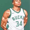 Illustration Giannis Antetokounmpo paint by numbers