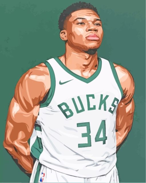 Illustration Giannis Antetokounmpo paint by numbers