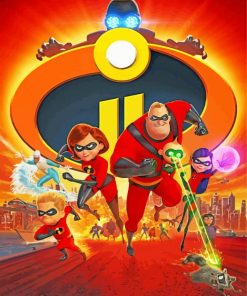 Incredibles Disney Animated Movie paint by numbers