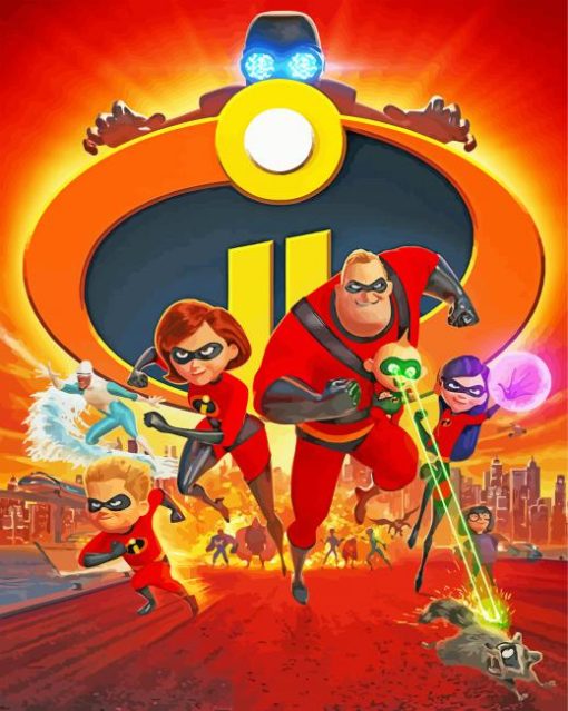 Incredibles Disney Animated Movie paint by numbers
