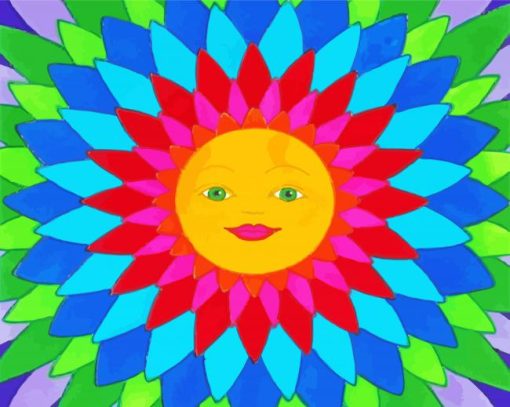 Indie Rainbow Sun paint by numbers
