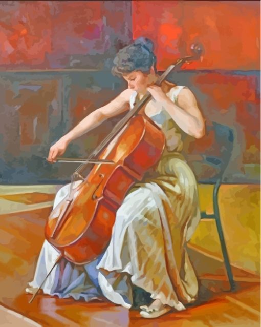 Lady Playing Cello Art paint by numbers