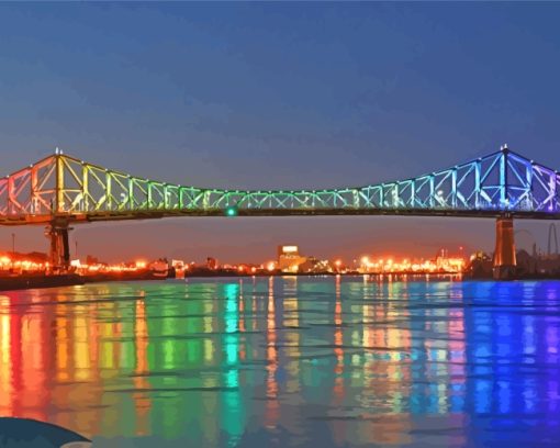Rainbow Jacques Cartier Bridge Montreal paint by numbers