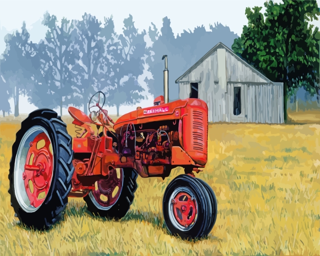 Red Tractor - Paint By Number - Paint by Numbers for Sale