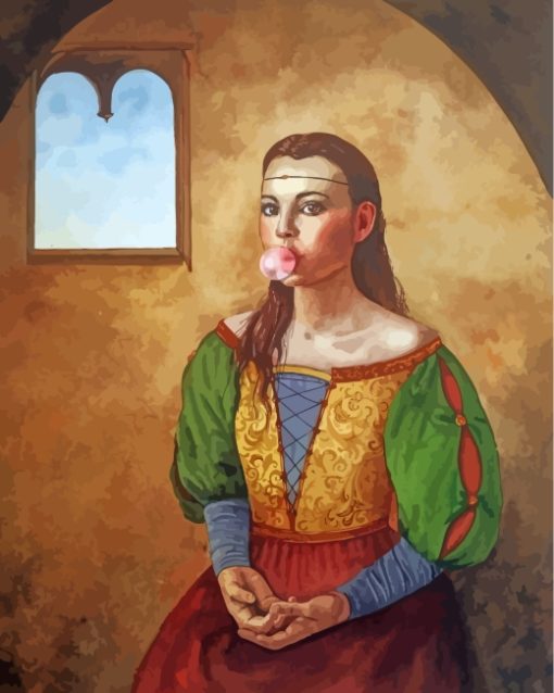 Renaissance Girl With Bubblegumpaint by numbers