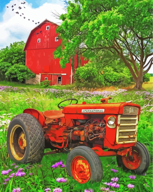 Rusty Red Tractor - Paint By Number - Paint by Numbers for Sale