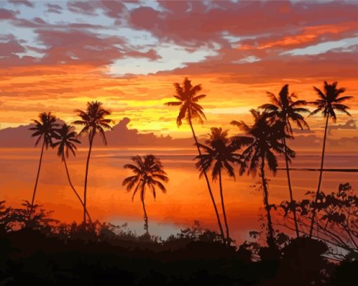 Sunset In Fiji Island paint by numbers