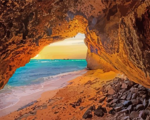 Sunset Seascape Cave paint by numbers
