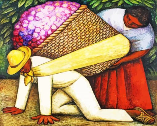The Flower Carrier By Diego Rivera paint by numbers