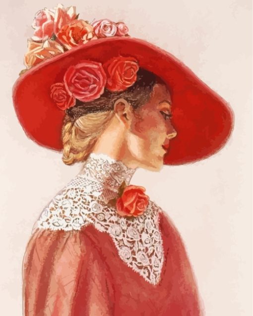 Victorian Woman In Hat paint by numbers
