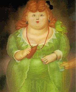 Woman And Parot Botero Art paint by numbers
