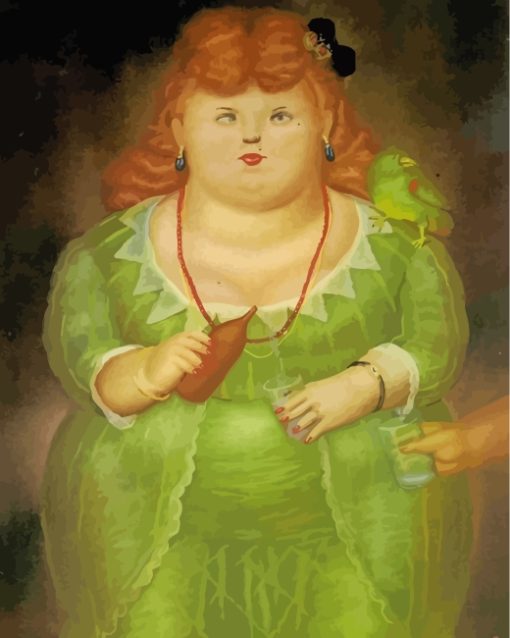 Woman And Parot Botero Art paint by numbers
